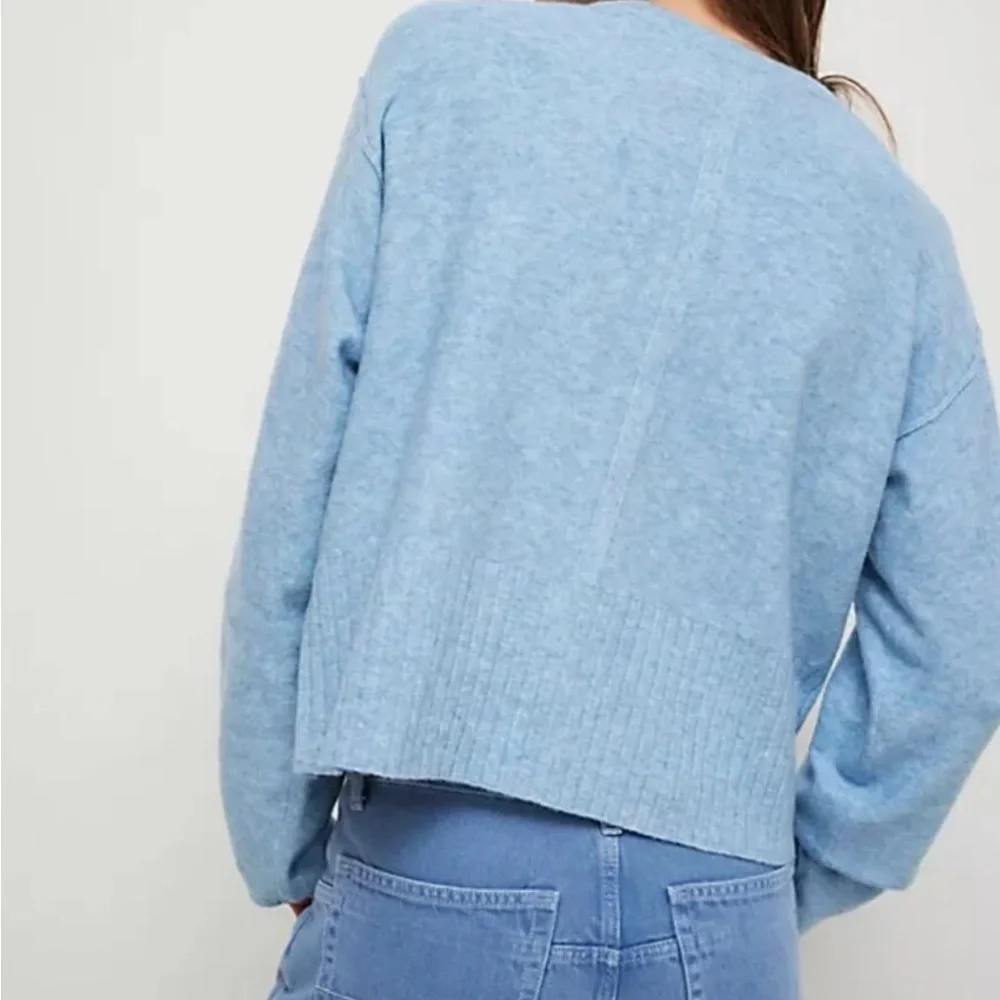 Free People Librarian Luna Cardigan Size M in Blue Knit Sweater Y2K - Picture 2 of 11